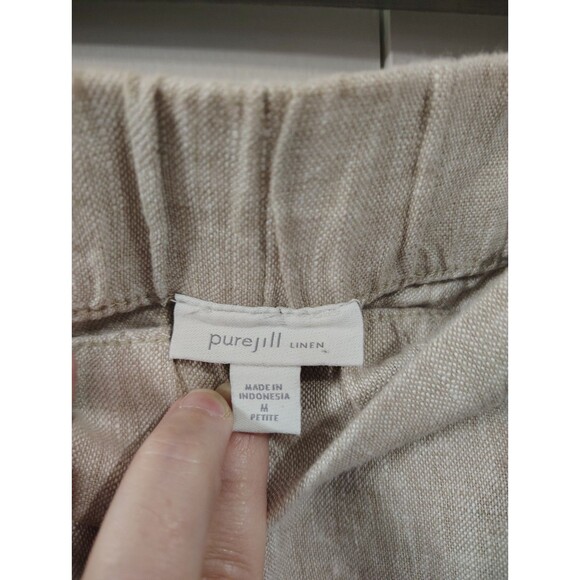 J. Jill Linen Women's Pull On Elastic Waist Pockets Natural Linen Pants Medium P - Picture 3 of 9
